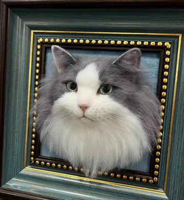 Wool Felt Framed Pet Portrait For Cat ( 7inch Head only )